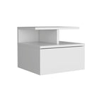 White Wood One Drawer Floating Nightstand - 12-inch
