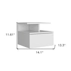 White Wood One Drawer Floating Nightstand - 12-inch