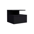 Black Wood One Drawer Floating Nightstand - 12-inch