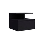 Black Wood One Drawer Floating Nightstand - 12-inch