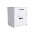 White Wood Two Drawer Nightstand - 19-inch
