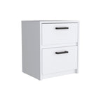 White Wood Two Drawer Nightstand - 19-inch