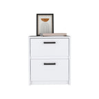 White Wood Two Drawer Nightstand - 19-inch