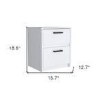 White Wood Two Drawer Nightstand - 19-inch