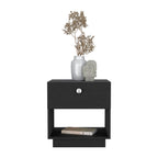 Black Wood One Drawer Nightstand - 20-inch