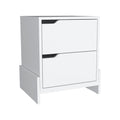 White Wood Two Drawer Nightstand - 20-inch
