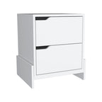 White Wood Two Drawer Nightstand - 20-inch