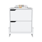 White Wood Two Drawer Nightstand - 20-inch