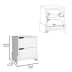 White Wood Two Drawer Nightstand - 20-inch