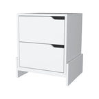 White Wood Two Drawer Nightstand - 20-inch