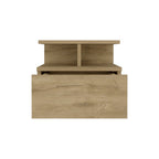Beige Wood One Drawer Floating Nightstand - 12-inch