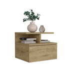 Beige Wood One Drawer Floating Nightstand - 12-inch