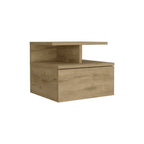 Beige Wood One Drawer Floating Nightstand - 12-inch