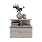 Gray Wood One Drawer Floating Nightstand - 12-inch