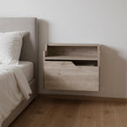 Gray Wood One Drawer Floating Nightstand - 13-inch