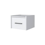 White Wood One Drawer Floating Nightstand - 10-inch