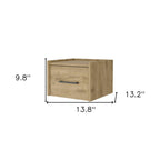 Beige One Drawer Faux Wood Floating Nightstand - 10-inch