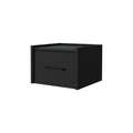 Black Wood One Drawer Floating Nightstand - 10-inch