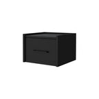 Black Wood One Drawer Floating Nightstand - 10-inch