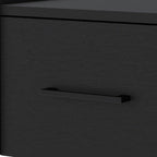Black Wood One Drawer Floating Nightstand - 10-inch