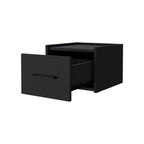 Black Wood One Drawer Floating Nightstand - 10-inch