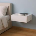 White Wood One Drawer Floating Nightstand - 16-inch