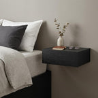 Black Wood One Drawer Floating Nightstand - 16-inch