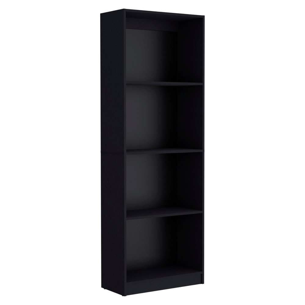 Black Wood Four Tier Bookcase - 71-inch
