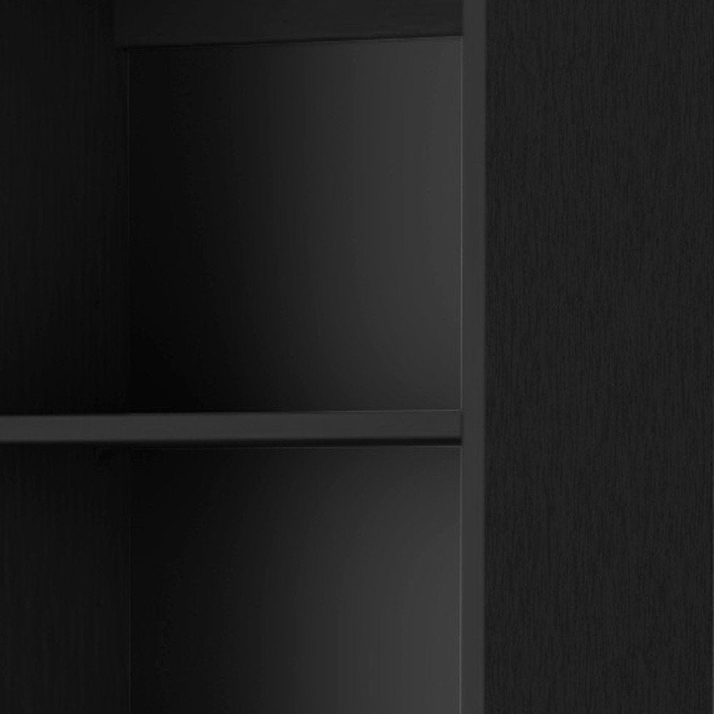Black Wood Five Tier Bookcase - 70-inch
