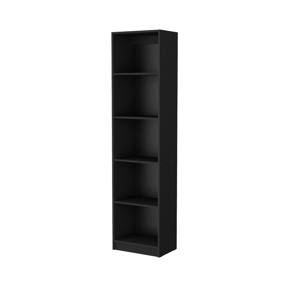 Black Wood Five Tier Bookcase - 70-inch