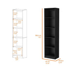 Black Wood Five Tier Bookcase - 70-inch