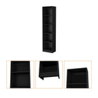 Black Wood Five Tier Bookcase - 70-inch