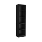 Black Wood Five Tier Bookcase - 70-inch