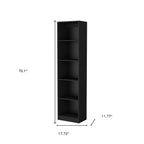 Black Wood Five Tier Bookcase - 70-inch