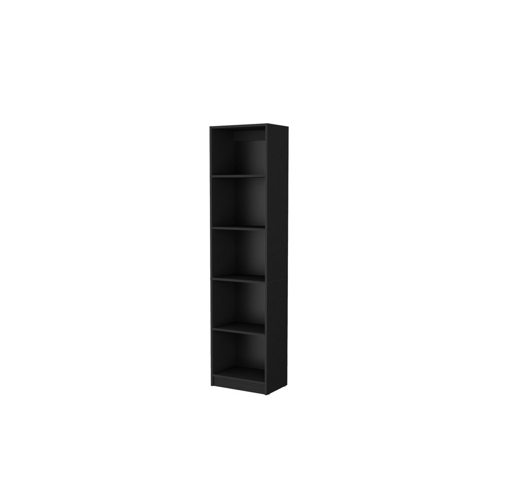 Black Wood Five Tier Bookcase - 70-inch