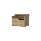 Beige Wood One Drawer Floating Nightstand - 13-inch