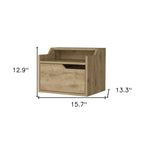 Beige Wood One Drawer Floating Nightstand - 13-inch