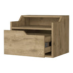 Beige Wood One Drawer Floating Nightstand - 13-inch