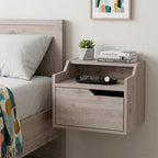 Gray Wood One Drawer Floating Nightstand - 13-inch