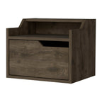 Brown Wood One Drawer Floating Nightstand - 13-inch