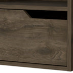 Brown Wood One Drawer Floating Nightstand - 13-inch