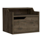 Brown Wood One Drawer Floating Nightstand - 13-inch