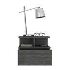 Dark Gray Wood One Drawer Floating Nightstand - 13-inch