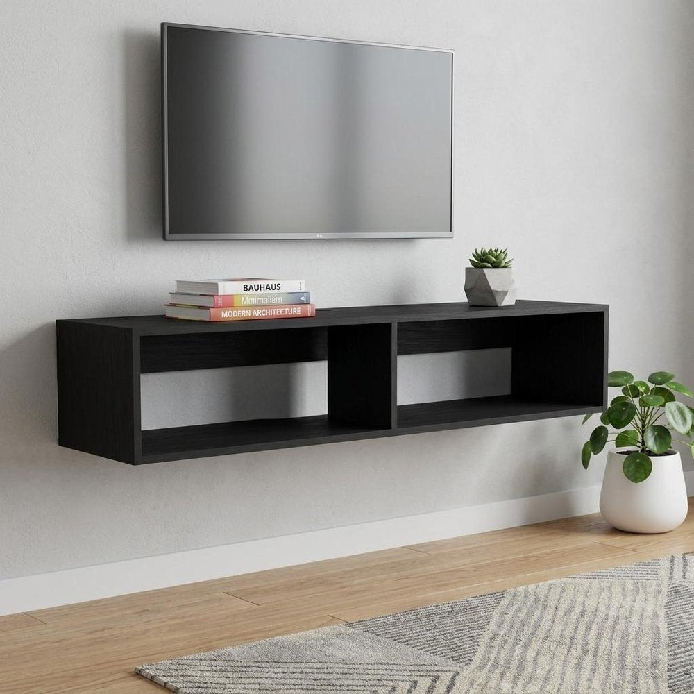 Black Floating Mount Entertainment Center - 48-inch
