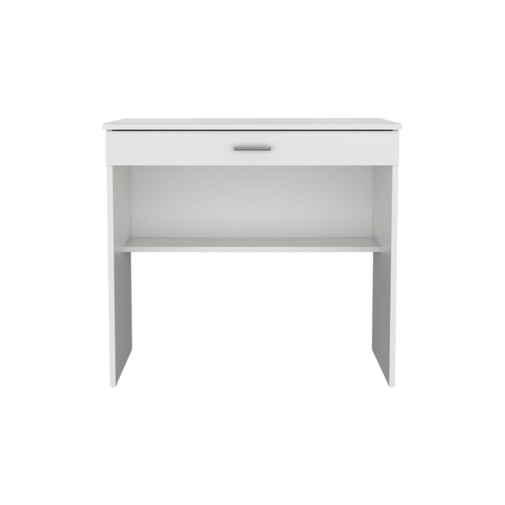 White Wood Computer Desk with Drawer - 32-inch