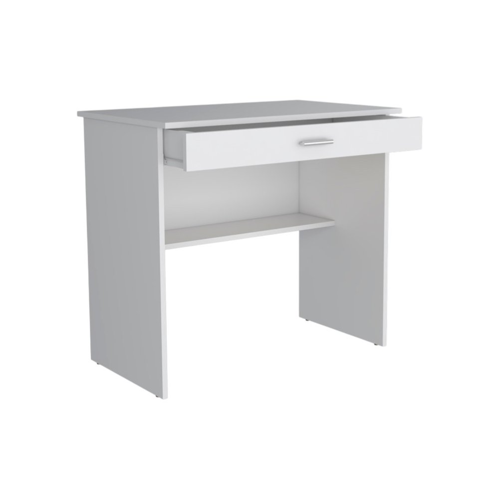 White Wood Computer Desk with Drawer - 32-inch
