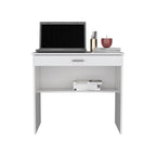 White Wood Computer Desk with Drawer - 32-inch