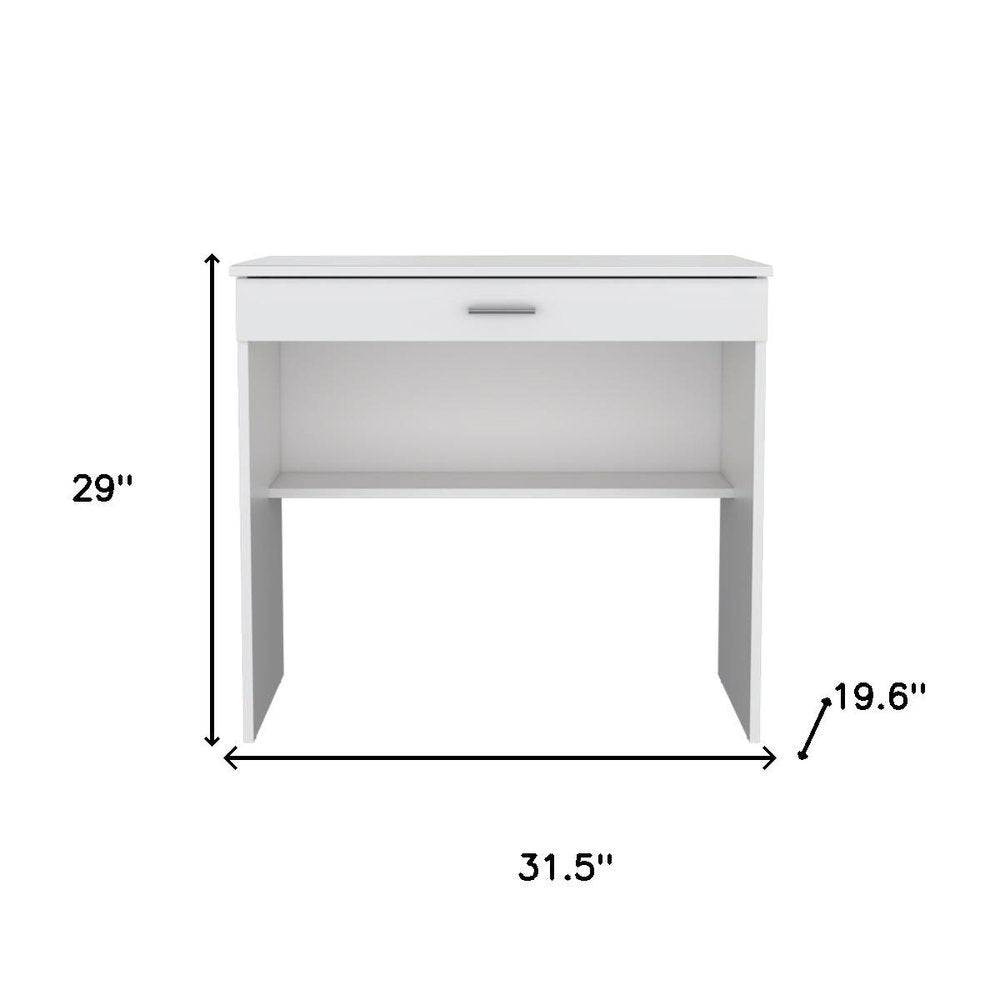 White Wood Computer Desk with Drawer - 32-inch