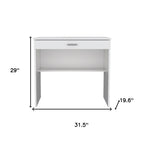 White Wood Computer Desk with Drawer - 32-inch