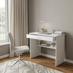 White Wood Computer Desk with Drawer - 32-inch